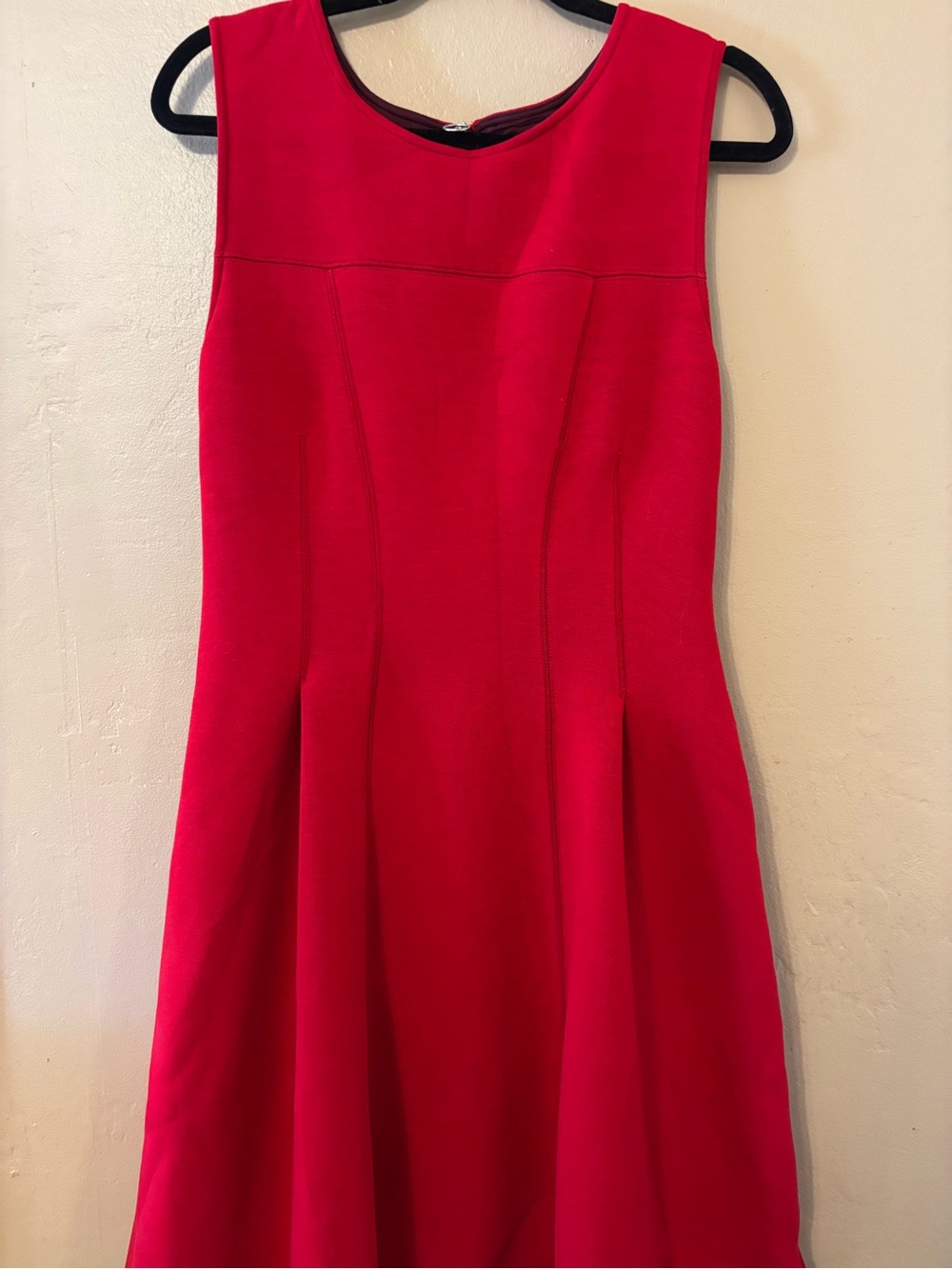 Anthropologie Red Sleeveless Panel-Seam Dress